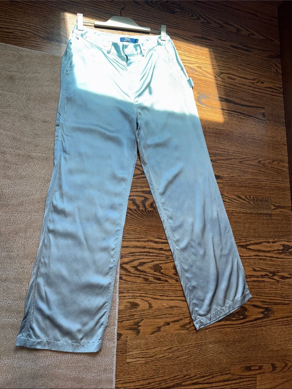 Polo Ralph Lauren Denim-Look Silk Charmeuse Cargo Pants